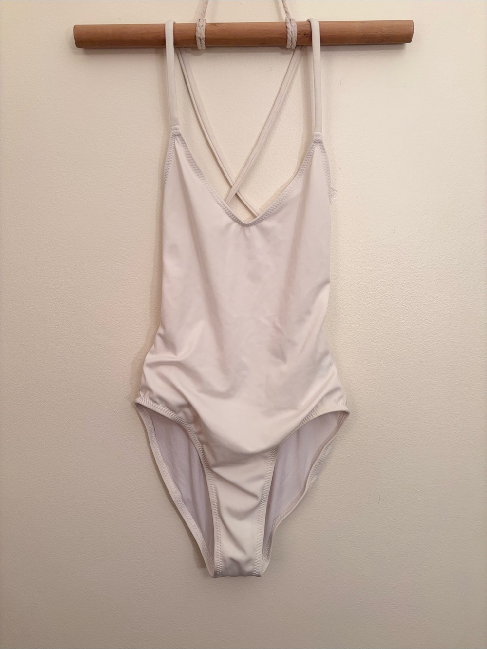 Norma Kamali White One-Piece Swimsuit with Crisscross Back